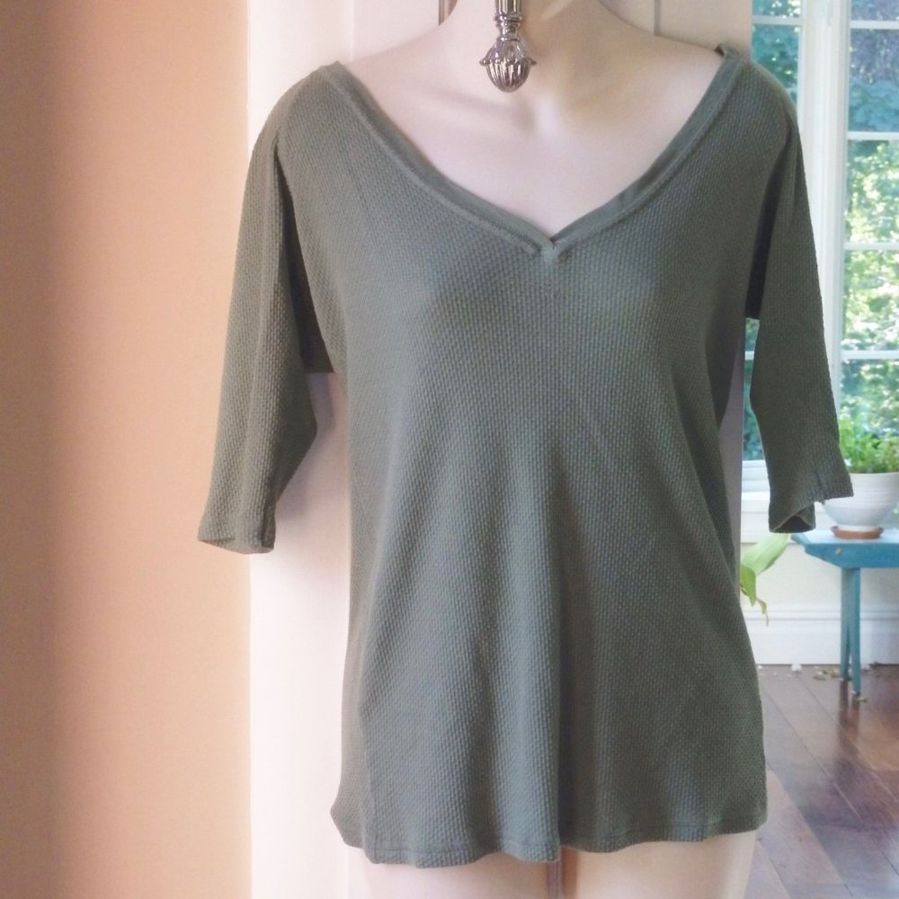 Anthropologie Sunday Monday pullover lightweight waffle hoodie Size Large